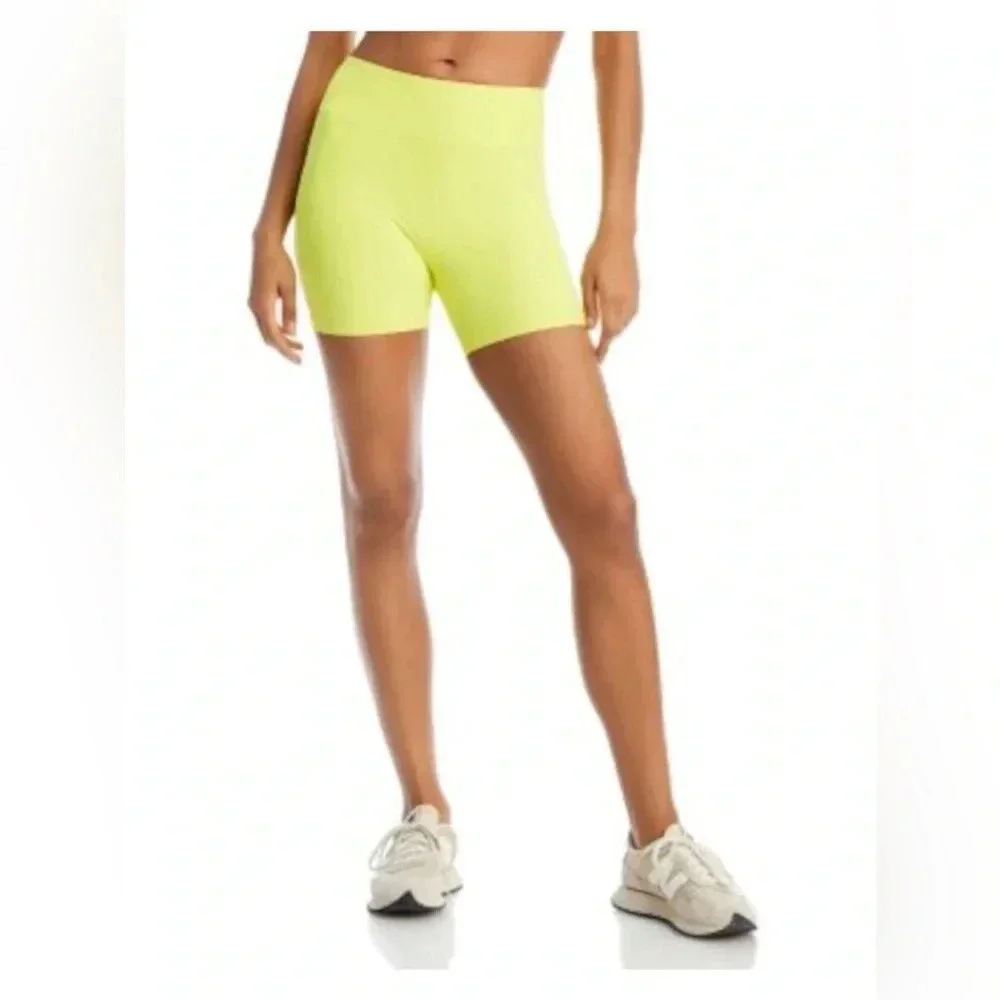 NWT Aqua Athletics Neon Yellow Biker Shorts M